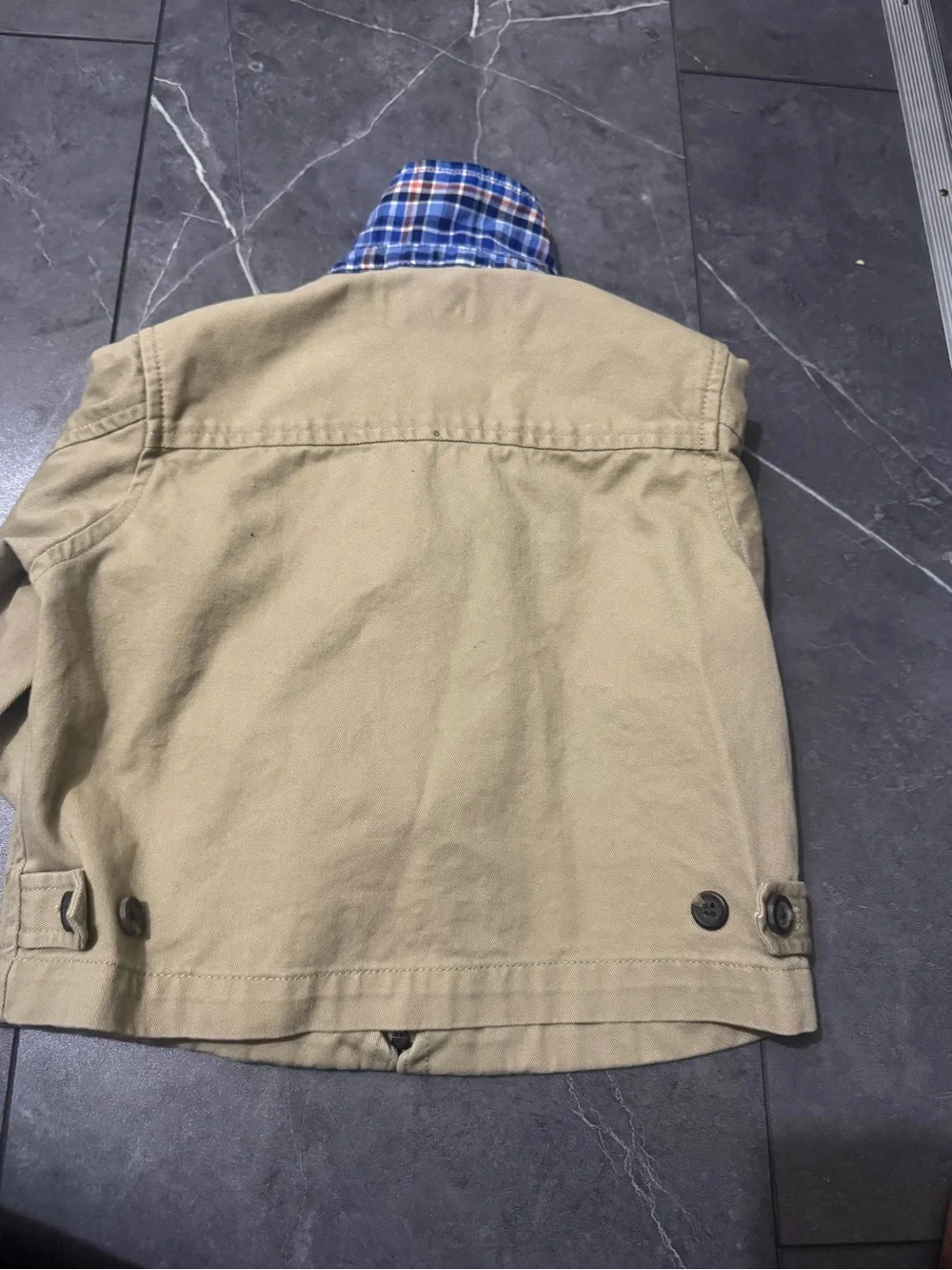 Polo by Ralph Lauren Khaki Jacket with Blue Plaid Lining